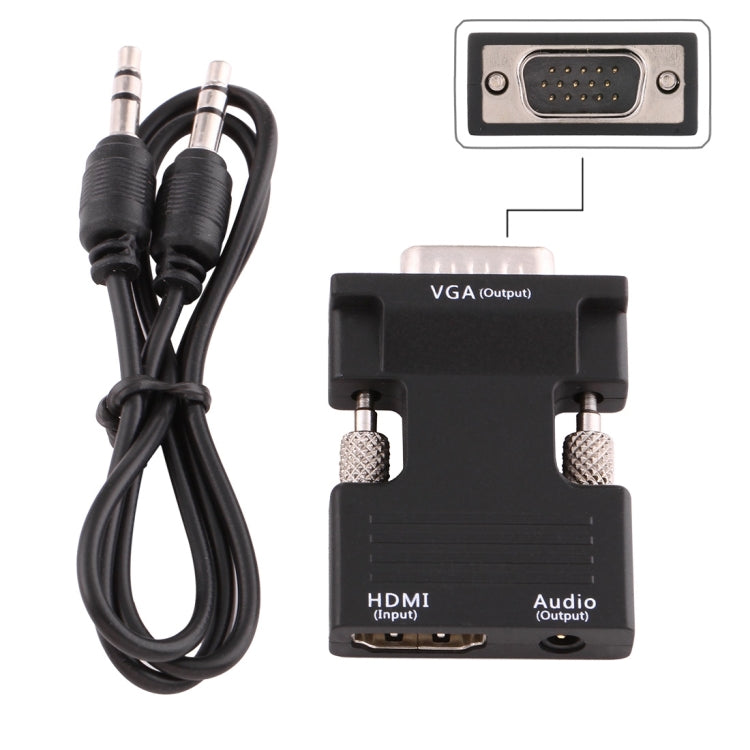 Convertitore HDMI femmina a VGA maschio con adattatore di uscita audio per proiettore, monitor, TV, HDMI to VGA+Audio