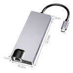 Adattatore HUB 8 in 1 USB-C Type-C con HDMI e VGA