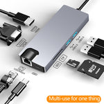Adattatore HUB 8 in 1 USB-C Type-C con HDMI e VGA