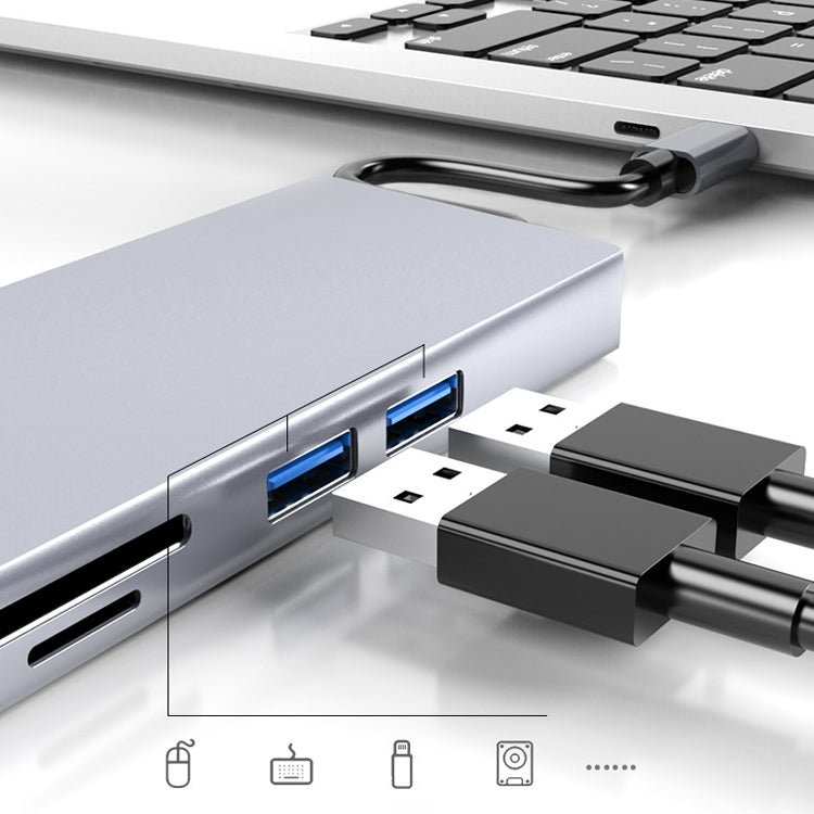 Adattatore HUB 8 in 1 USB-C Type-C con HDMI e VGA