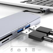 HW-TC12 Adattatore HUB di estensione multifunzionale 8 in 1 Type-C / USB-C Lettore di schede hub Hdmi / VGA + scheda di rete