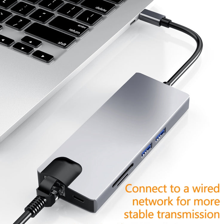 Adattatore HUB 8 in 1 USB-C Type-C con HDMI e VGA