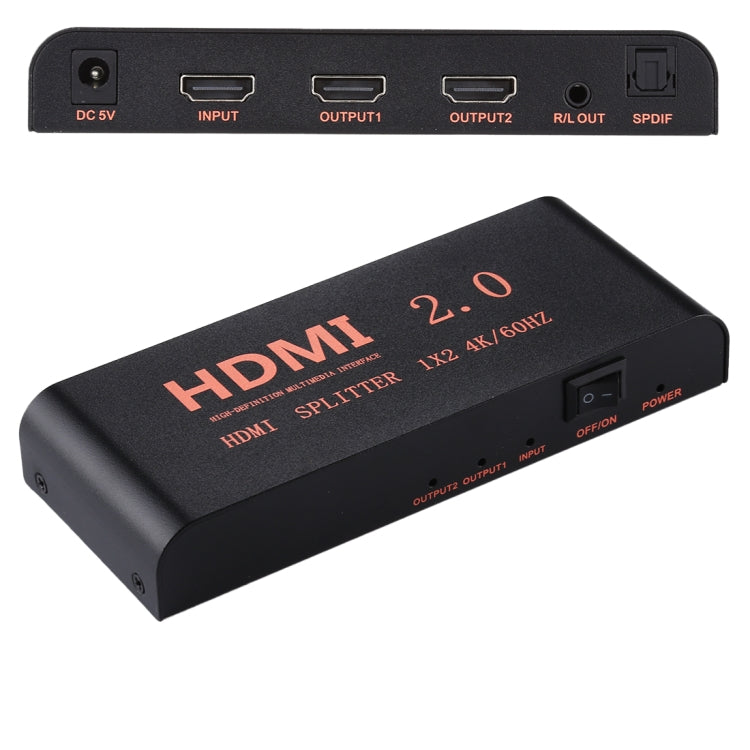 CY-041 Sdoppiatore 1X2 HDMI 2.0 4K/60Hz, spina europea, 1X2
