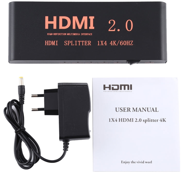 CY-042 Sdoppiatore 1X4 HDMI 2.0 4K/60Hz, spina europea, 1X4