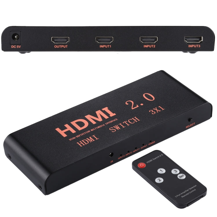 Switch HDMI 2.0 3X1 4K/60Hz con telecomando, spina europea, 3X1