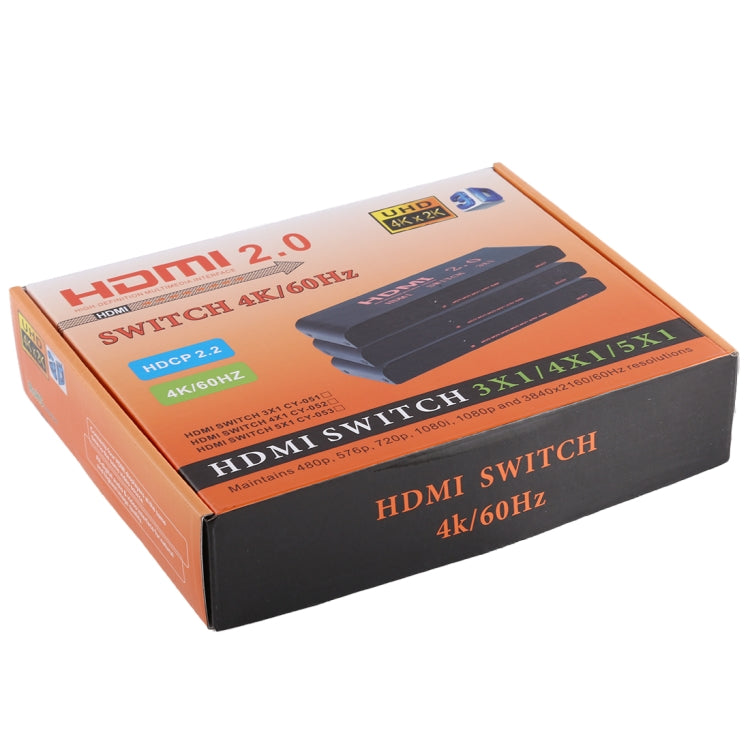 Switch HDMI 2.0 3X1 4K/60Hz con telecomando, spina europea, 3X1