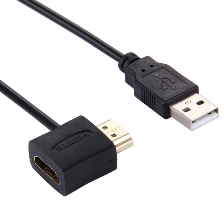 Cavo adattatore connettore HDMI femmina + HDMI maschio a USB 2.0 maschio da 50 cm, HDMI Female + Male