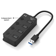 Onten 5301 USB 3.0 Maschio a 4 USB 2.0 Femmina Extender Splitter con Interruttore Indipendente, 5301