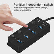 Onten 5301 USB 3.0 Maschio a 4 USB 2.0 Femmina Extender Splitter con Interruttore Indipendente, 5301