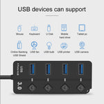 Onten 5301 USB 3.0 Maschio a 4 USB 2.0 Femmina Extender Splitter con Interruttore Indipendente, 5301