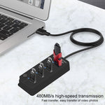 Onten 5301 USB 3.0 Maschio a 4 USB 2.0 Femmina Extender Splitter con Interruttore Indipendente, 5301