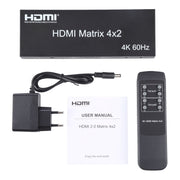 Switcher/splitter matrice HDMI 4x2 con telecomando, supporto ARC / MHL / 4Kx2K / 3D, 4 porte ingresso HDMI, 2 porte uscita HDMI, Support ARC / MHL / 4Kx2K / 3D