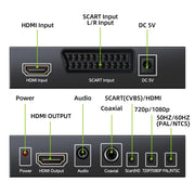 NEWKENG NK-8S SCART + HDMI a HDMI 720P / 1080P Convertitore video HD Adattatore Scaler Box, NK-8S SCART + HDMI to HDMI