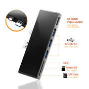 ROCKETEK SK-S5H 3 x USB 3.0 + HDMI + Lettore di schede di memoria SD/TF HUB Adattatore HDMI 4K, SK-S5H