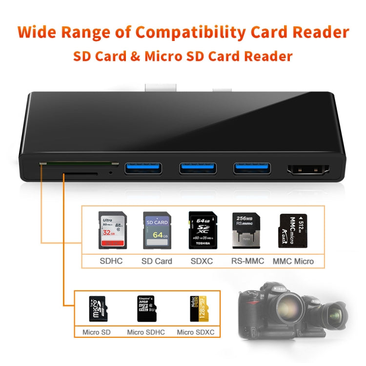 ROCKETEK SK-S5H 3 x USB 3.0 + HDMI + Lettore di schede di memoria SD/TF HUB Adattatore HDMI 4K, SK-S5H