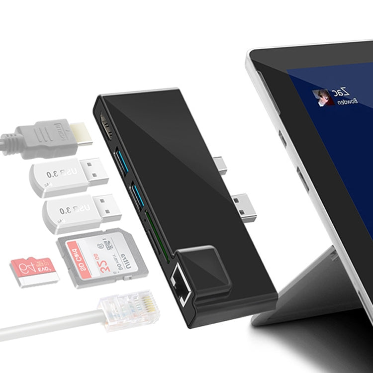 ROCKETEK SK-S5HL RJ45 + 2 x USB 3.0 + HDMI + Lettore di schede di memoria SD/TF HUB Adattatore HDMI 4K, SK-S5HL