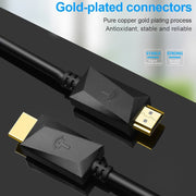 ROCKETEK HDMI01Y-2 Cavo HDMI connettore HDMI 2.0 4K 30Hz 3D HD placcato oro per tutti i dispositivi HDMI, lunghezza: 2 m
