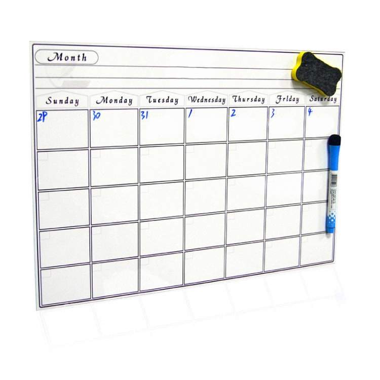 Agenda mensile magnetica Magnete da frigorifero Lavagna magnetica morbida in PET, dimensioni: 29,7 cm x 42 cm, Monthly Plan
