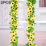 2 pezzi di decorazione per finestra da parete con sfondo interno in fiore artificiale di girasole, lunghezza: 2,6 m, Sunflower Flower