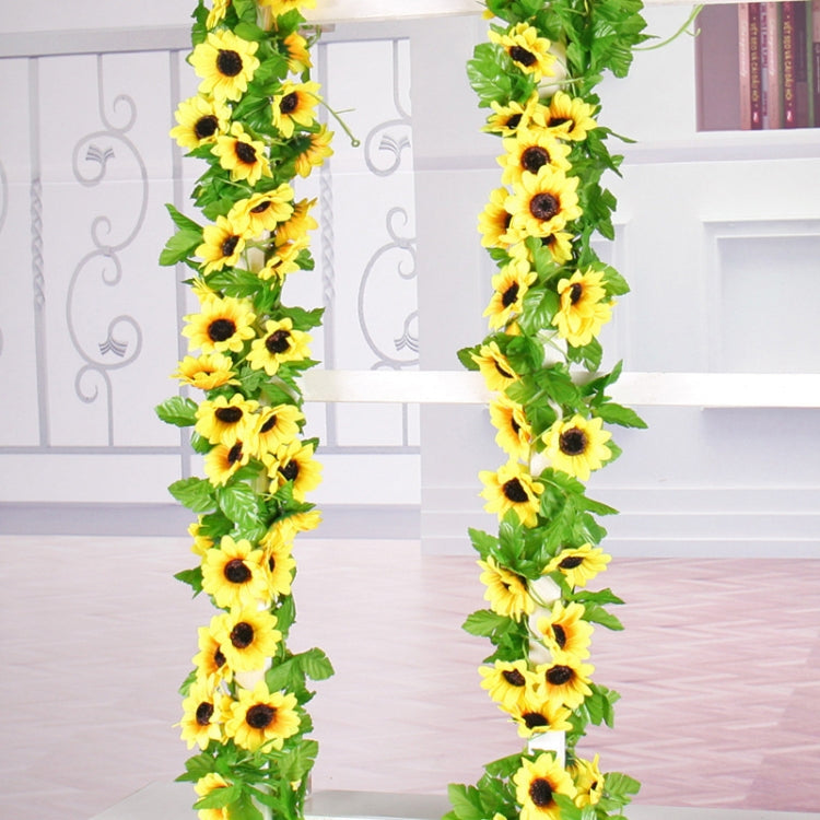 2 pezzi di decorazione per finestra da parete con sfondo interno in fiore artificiale di girasole, lunghezza: 2,6 m, Sunflower Flower