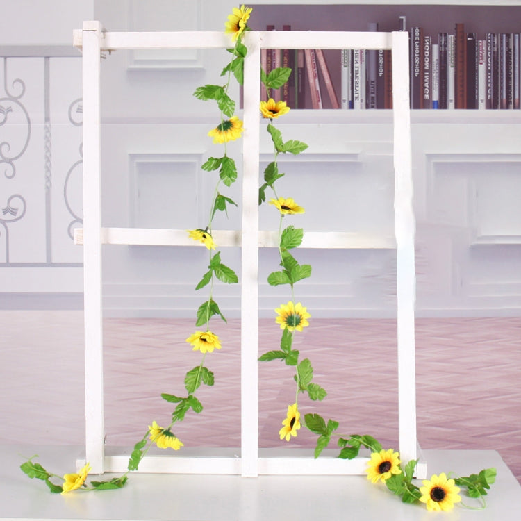 2 pezzi di decorazione per finestra da parete con sfondo interno in fiore artificiale di girasole, lunghezza: 2,6 m, Sunflower Flower