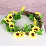 2 pezzi di decorazione per finestra da parete con sfondo interno in fiore artificiale di girasole, lunghezza: 2,6 m, Sunflower Flower