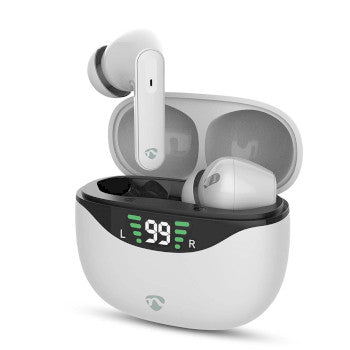 Fully Wireless Earphones | ANC (Active Noise Cancelling) | Bluetooth® | Maximum battery play time: 30 hrs | Touch Control | Charging houses | Wireless charging case | Built-in microphone | Voice control support | White