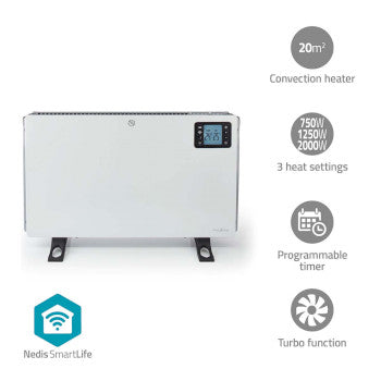 SmartLife Convection Heater | Wi-Fi | 2000W | 3 Heat Settings | LCD | 5 - 37 °C | Adjustable thermostat | White