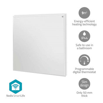 SmartLife Infrared Heating Panel | 350W | 1 Heat Setting | Adjustable thermostat | Remote control | IP44 | White