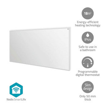 SmartLife Infrared Heating Panel | 700W | 1 Heat Setting | Adjustable thermostat | Remote control | IP44 | White