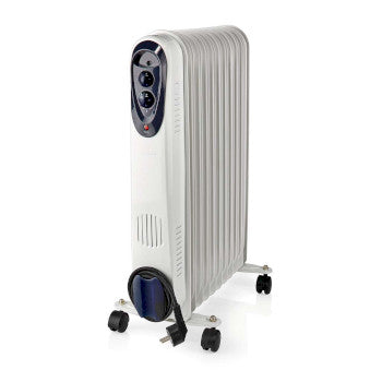 Mobile Oil Radiator | 1000 / 1500 / 2500W | 11 Fins | Adjustable thermostat | 3 Heat Settings | Fall over protection | White