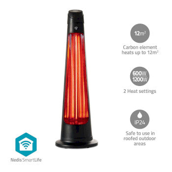 SmartLife Patio Heater | Wi-Fi | 1200W | 2 Heat Settings | Oscillation | Fall over protection | IP24 | Black