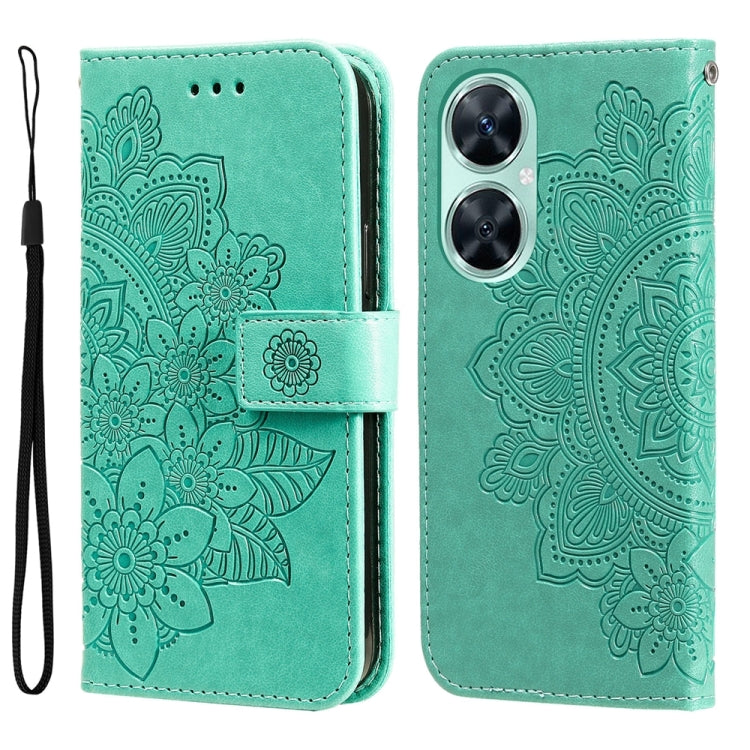 Per Huawei nova 11i / Maimang 20 5G / Enjoy 60 Pro Custodia per telefono in pelle goffrata con fiori a 7 petali