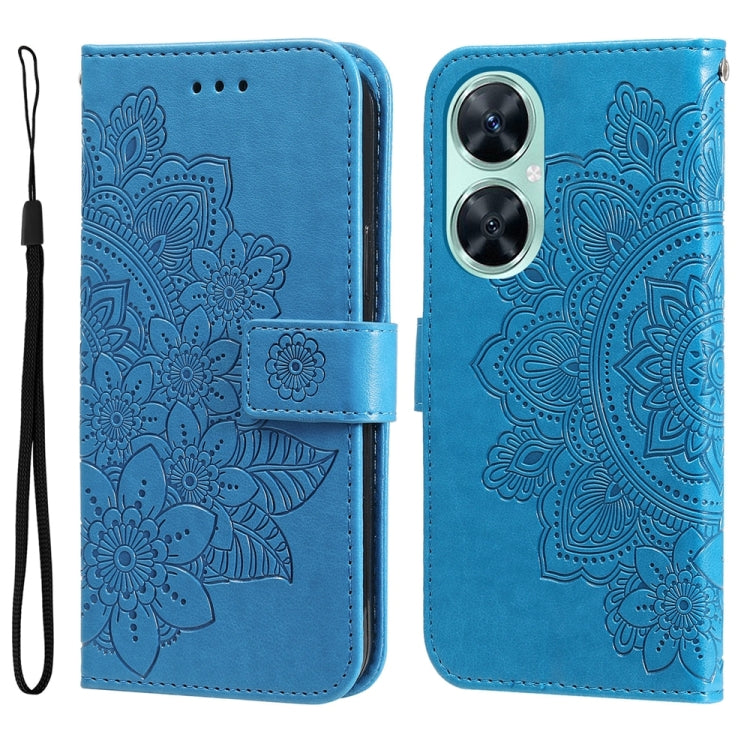 Per Huawei nova 11i / Maimang 20 5G / Enjoy 60 Pro Custodia per telefono in pelle goffrata con fiori a 7 petali