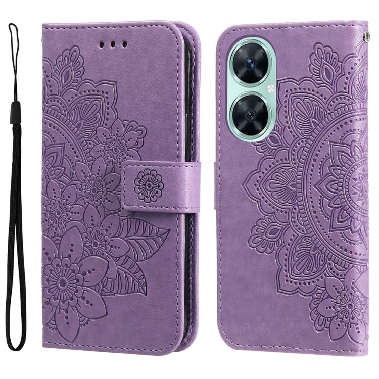 Per Huawei nova 11i / Maimang 20 5G / Enjoy 60 Pro Custodia per telefono in pelle goffrata con fiori a 7 petali