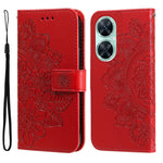 Per Huawei nova 11i / Maimang 20 5G / Enjoy 60 Pro Custodia per telefono in pelle goffrata con fiori a 7 petali