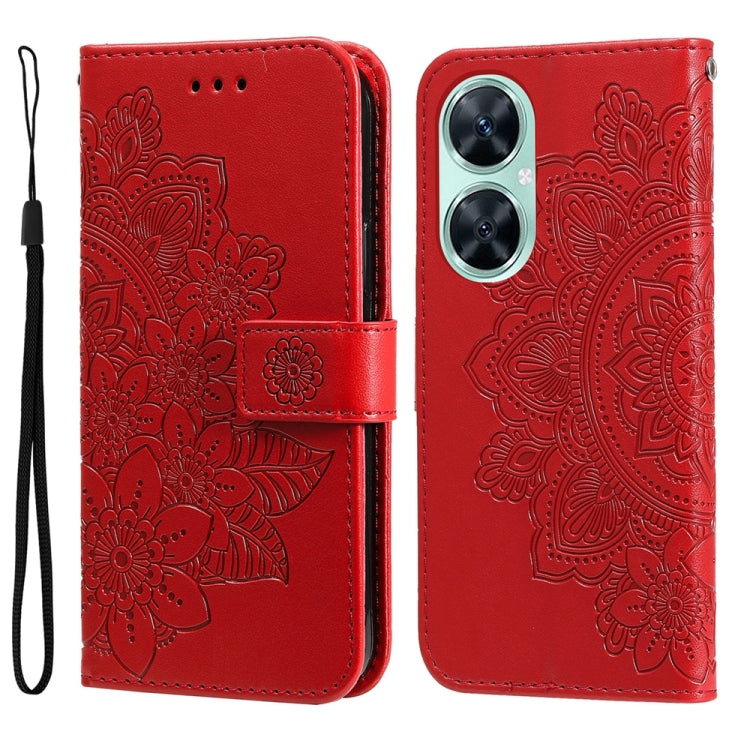 Per Huawei nova 11i / Maimang 20 5G / Enjoy 60 Pro Custodia per telefono in pelle goffrata con fiori a 7 petali