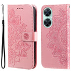 Per Huawei nova 11i / Maimang 20 5G / Enjoy 60 Pro Custodia per telefono in pelle goffrata con fiori a 7 petali