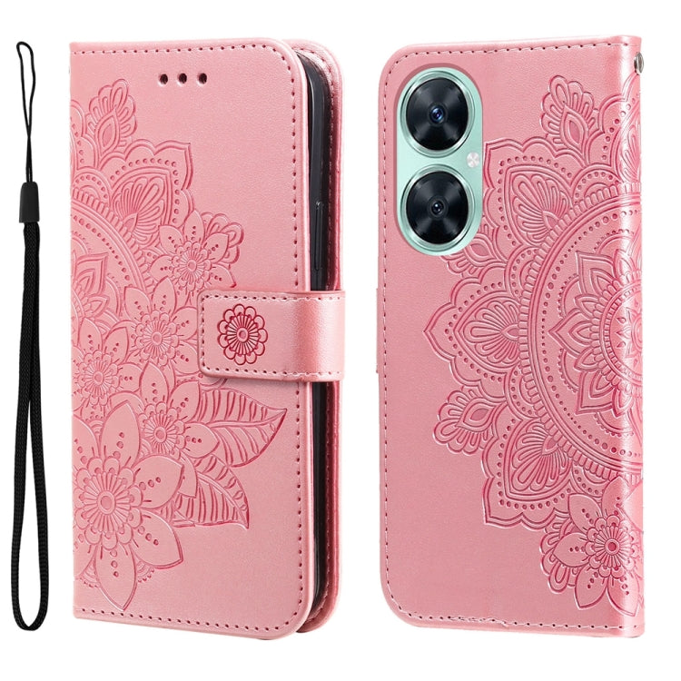 Per Huawei nova 11i / Maimang 20 5G / Enjoy 60 Pro Custodia per telefono in pelle goffrata con fiori a 7 petali