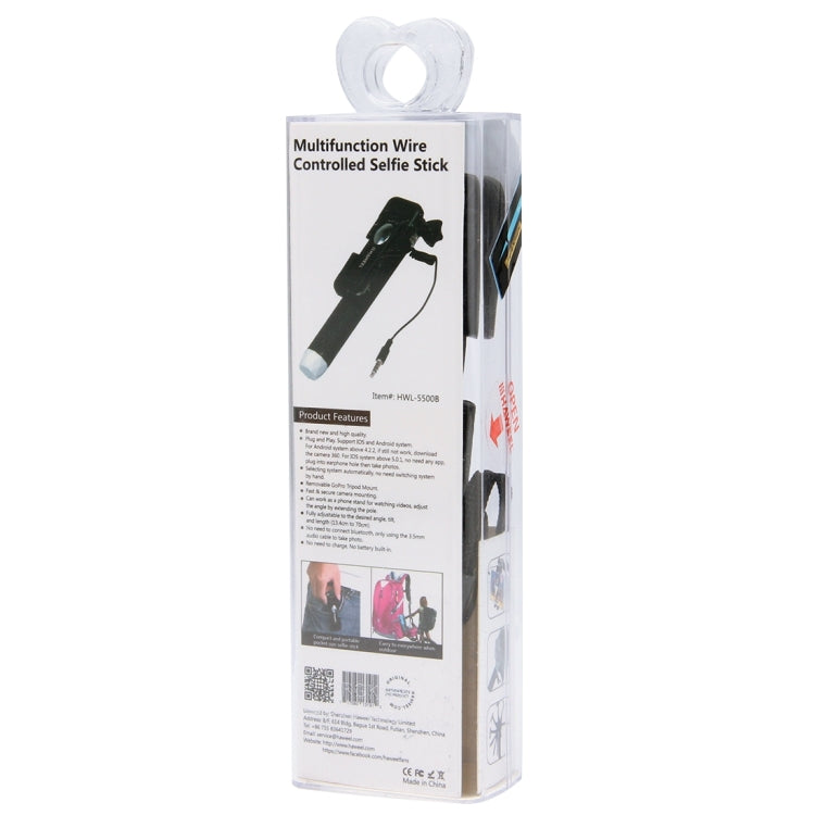 Asta selfie regolabile con cavo audio 3,5 mm per smartphone