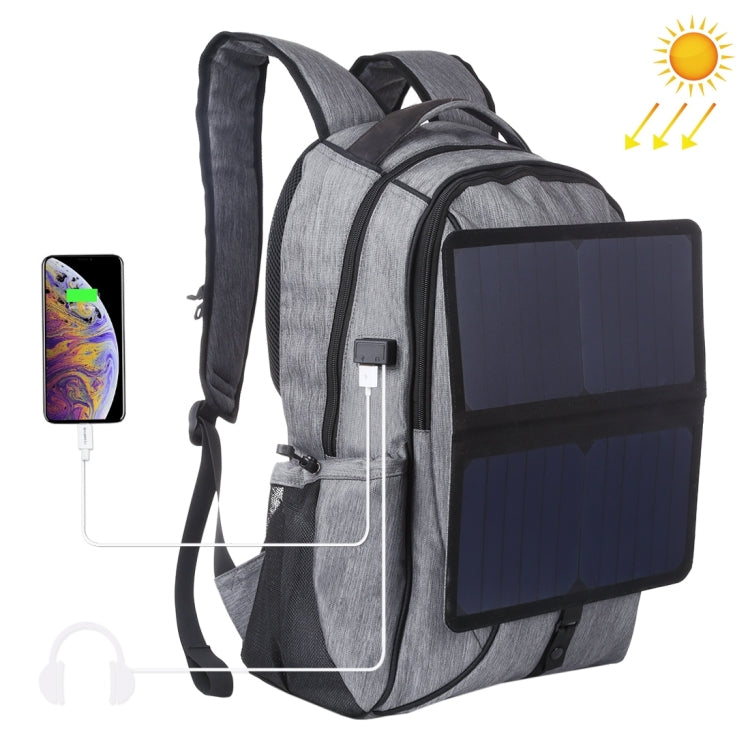 Zaino per laptop a doppia spalla in tela portatile pieghevole e rimovibile HAWEEL da 14 W, uscita USB: 5 V 2,1 A max