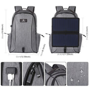 Zaino per laptop a doppia spalla in tela portatile pieghevole e rimovibile HAWEEL da 14 W, uscita USB: 5 V 2,1 A max