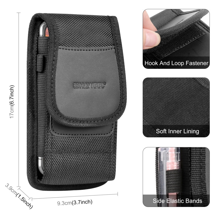 HAWEEL Custodia da trasporto con clip da cintura per telefono in tessuto di nylon da 4,7-6,1 pollici con slot per schede, Vertical 4.7-6.1 inch