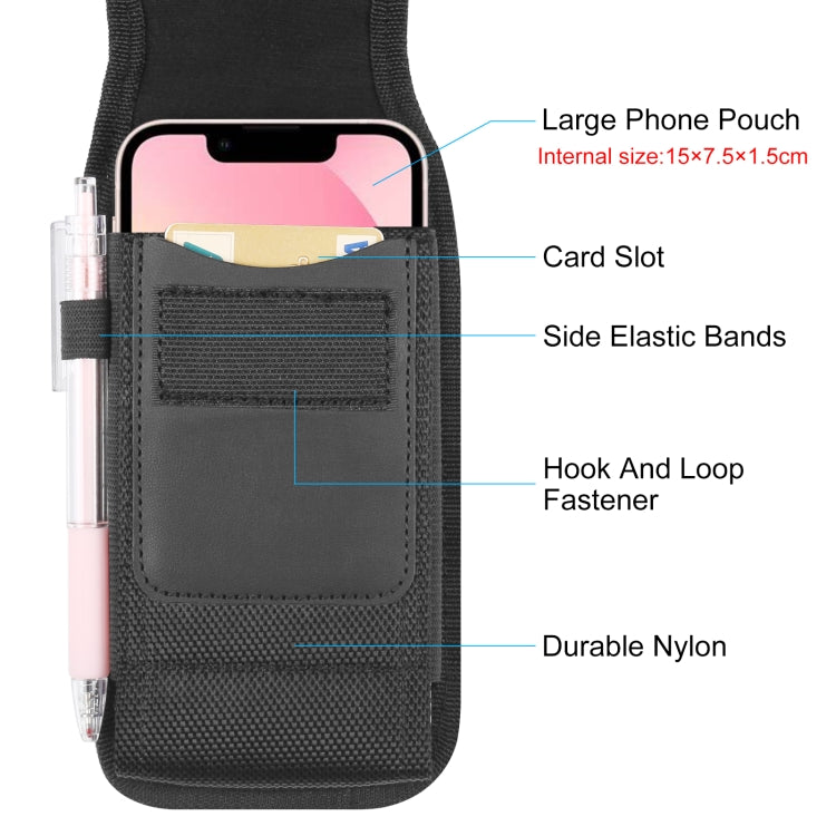 HAWEEL Custodia da trasporto con clip da cintura per telefono in tessuto di nylon da 4,7-6,1 pollici con slot per schede, Vertical 4.7-6.1 inch