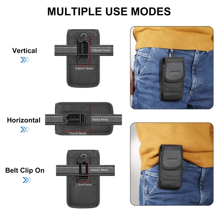 HAWEEL Custodia da trasporto con clip da cintura per telefono in tessuto di nylon da 4,7-6,1 pollici con slot per schede, Vertical 4.7-6.1 inch