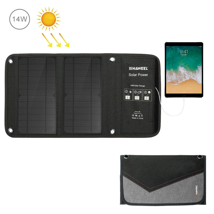 HAWEEL 14W Foldable Solar Panel Charger with Dual USB Ports 5V/2.4A Max, 14W Panel(B)