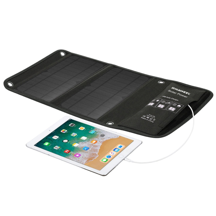 HAWEEL 14W Foldable Solar Panel Charger with Dual USB Ports 5V/2.4A Max, 14W Panel(B)