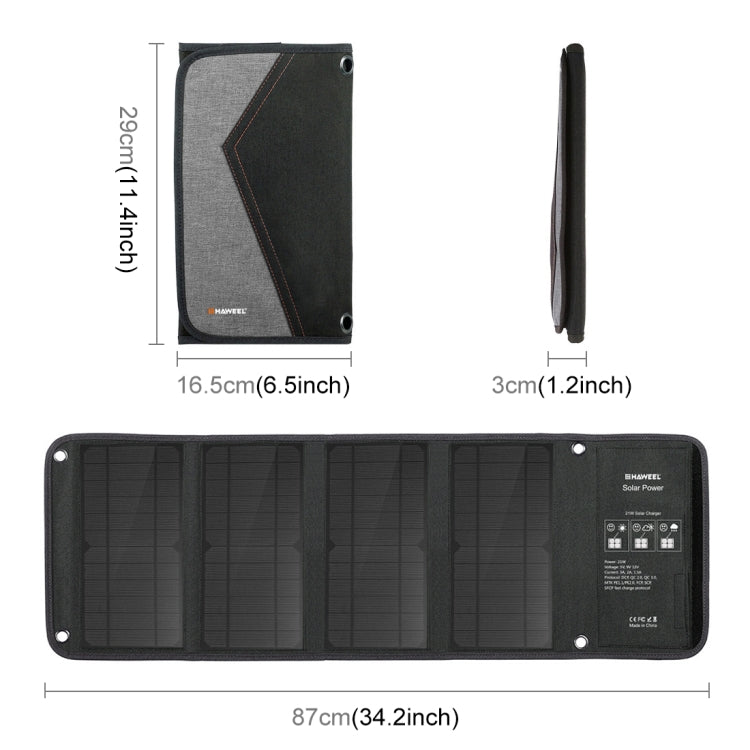Caricatore solare pieghevole HAWEEL 28W con doppie porte USB