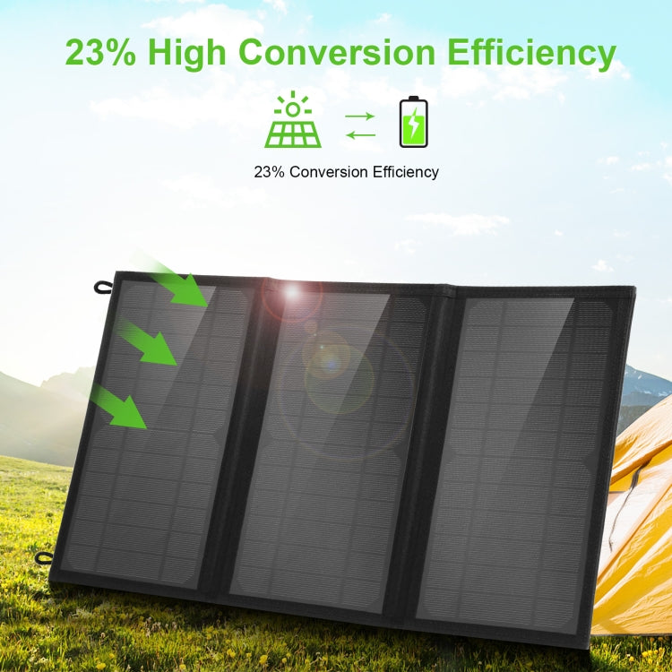 HAWEEL 18W 3 Panels Foldable Solar Panel Charger Bag with Max 5V/3.1A Dual USB Ports, Support QC3.0 and AFC, 18W 3 Panels