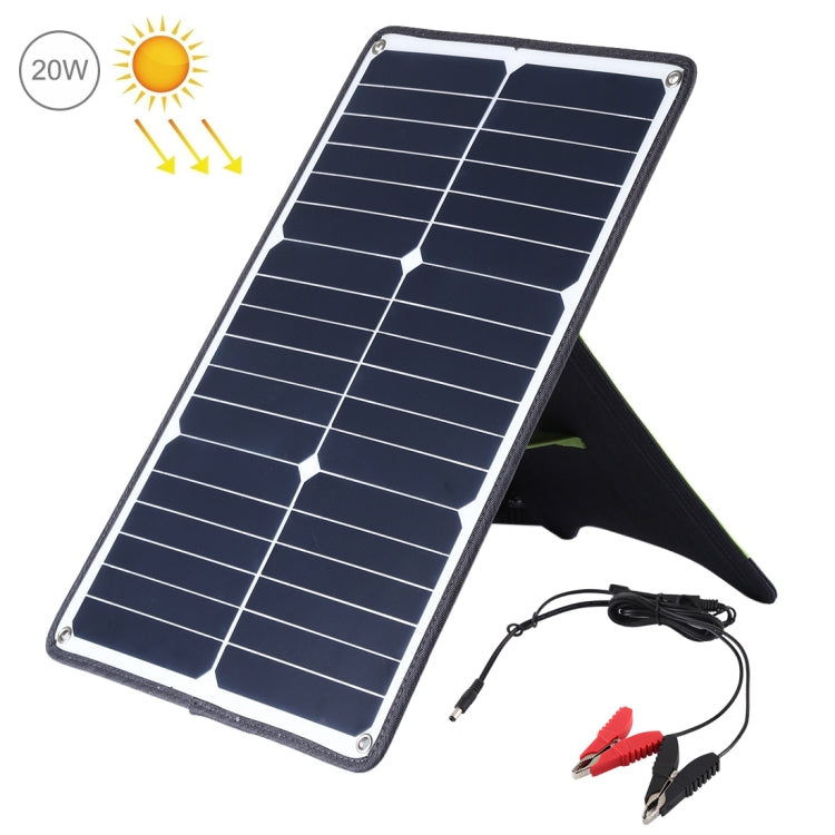 HAWEEL 20W Portable Monocrystalline Solar Panel Charger with USB Port and Tiger Clip Holder, Support QC3.0 and AFC